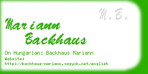 mariann backhaus business card